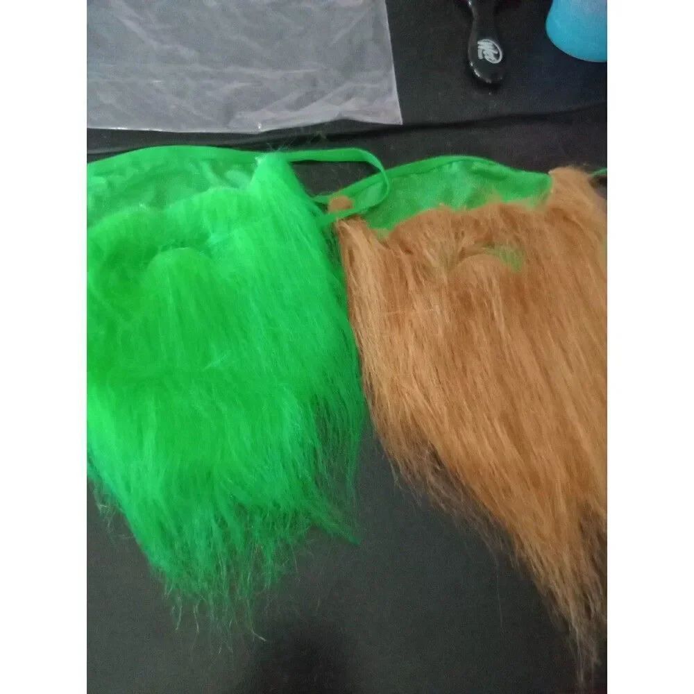 2 Faux Beard Mask St Patrick's Day Leprechaun Costume New
